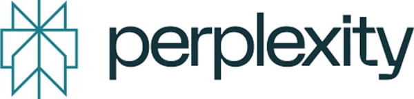 Perplexityのロゴマーク。ターコイズ色の幾何学的なアイコンと企業名のテキスト